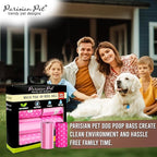 Parisian Pet Ecofriendly Dog Poop Bags Rolls - 160 Count Unscented Poop Bags For Dogs - Leakproof, Extra Thick, 8 Dog Waste Bags Refill Rolls - Stripes Dots Pink Doggie Poop Bags