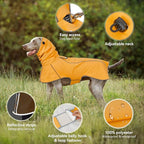 Reflective Dog Raincoat, Windproof & Waterproof Dog Rain Jacket, Adjustable Hooded Pet Poncho with Leash Hole for Small, Medium, Large Dogs(S-2XL) (Yellow, Large)