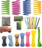 Fashion's Talk 49PCS Cat Spring Toy for Kitten Catnip Bag Mesh Tubes Spring Cat Toy Bulk for Indoor Cats Kitty