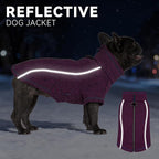 cyeollo Warm Dog Sweater with Zipper, Doggy Reflective Highneck Jackets with D Ring Step in Dog Winter Coats Fleece Female Stretchy Dogs Sweaters Pet Clothes for Medium Dogs, Purple XL