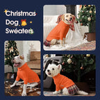 IECOii Girl Dog Sweater Dress, Great Dane Sweaters for Girl Dogs, Orange, 5XL, Extra Large Dog Sweater for Female Dogs Pet Winter Dress for Giant Breeds - Xmas Turtleneck Knitwear for Cold Weather