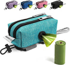 Dog Poop Bag Holder for Leashes - Dog Poop Bag Dispenser and Treat Holder with 2 Waterproof Pouches for Pet Waste Bags and Walking Accessories + 1 Free Roll - Leashrr 2.0 (Teal)