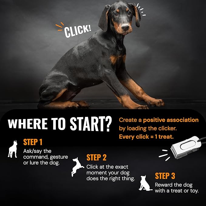 Black Dog Clicker (5 Pack) - Clickers for Pet Training - Dog Training & Behavior Aids Easy to Carry with You Anywhere - Teach Your Dog Tricks or Reward His Behavior