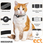 AirTag Cat Collar, Reflective Kitten Collar Breakaway Apple Air Tag Cat Collar, GPS Cat Collar with AirTag Holder and Bell, Lightweight Tracker Cat Collars for Girl Boy Cats (Black/Gray)