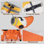 azuza Dog Jacket Waterproof Winter Coat for Small Dogs, Warm Fleece Vest with Reflective Strips & Built-in Harness, Windproof Back Zipper, Orange S