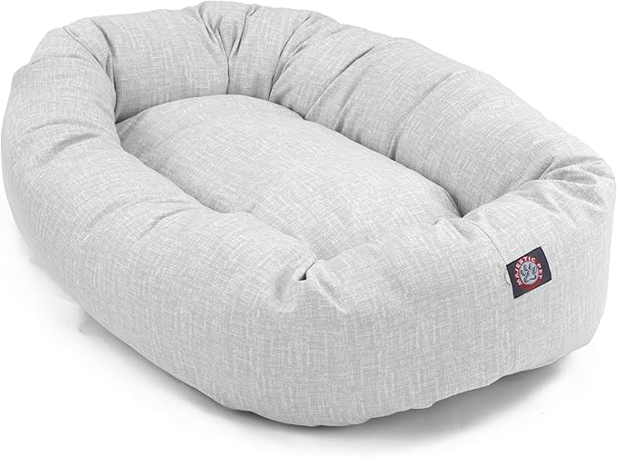 Majestic Pet 32 Inch Bagel Calming Dog Bed - Washable, Cozy Soft Round With Spine Support - Fluffy Donut 32x23x7 Inch Medium Pet Bed for Dogs to Rest Their Head - Gray