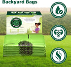 The Original Poop Bags® 38% USDA Certified Plant-Based Arm-Slot Poop Bags – Extra-Large 12x24" Bags with Built-In Arm Slot for Backyard Cleanups – Unscented (32 Count)