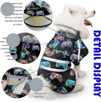 Dog Raincoat, Adjustable Rain Jacket with Hooded Double Layer for Large Medium Small Dogs Puppies, Lightweight Waterproof Rain Coat Poncho with Reflective Stripe Game Controller Black,XXL