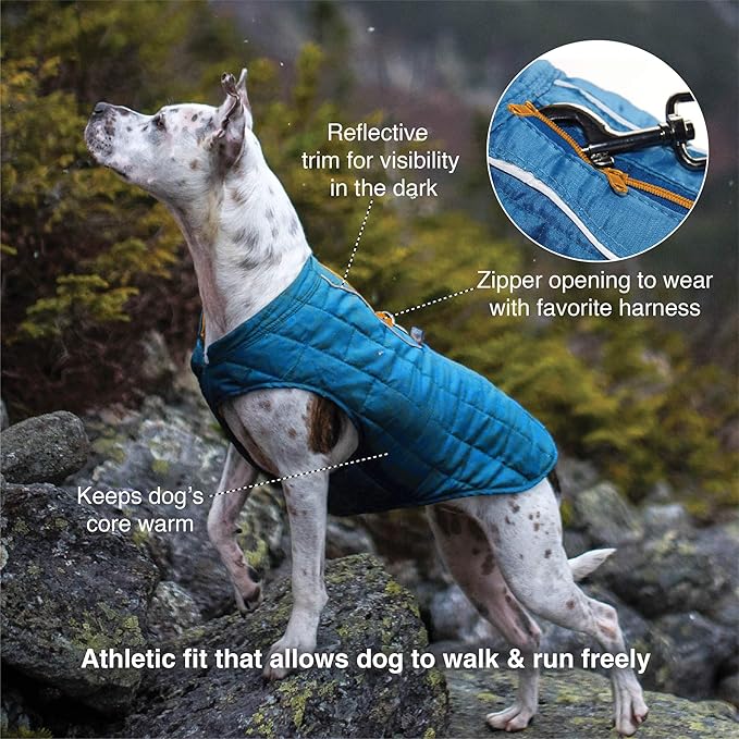 Kurgo Loft Dog Jacket - Reversible Cozy Coat for Outdoor Adventures - Water Resistant - Athletic Fit - Machine Washable Fabric - Reflective Dog Gear - X-Small - Watercolor Stripe