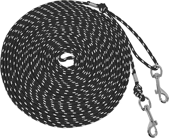 Reflective Cat Leash -50FT Cat Cable Out Escape Proof Walking Leads Yard Long Durable Safe Leash Traning Play Outdoor for Puppies/Kittens/Small Animals(Black)