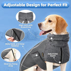 SlowTon Winter Dog Coat, Warm Polar Fleece Lining Doggie Outdoor Jacket with Turtleneck Scarf Reflective Stripe Adjustable Waterproof Windproof Puppy Vest Soft Pet Outfits (XXL,Grey)