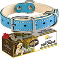 ADITYNA Heavy-Duty Leather Dog Collar for Small Dogs - Soft Padded for Comfort - Blue Dog Collar for Walking, Training, and Hiking