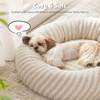 MIXJOY Dog Beds for Small Dogs, Washable Dog Bed with Removable Cover, Small Cat Bed for Indoor Cats, Calming Soft Dount Pet Beds with Anti Slip Bottom, Cute Puppy Beds, 23"x23"x8", White