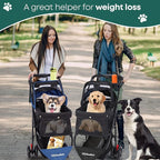 Pet Stroller,Dog Stroller for Small Medium Dogs Cats,3 Wheels,Foldable,with Breathable Mesh Canopy,Cup Holders,Easy Assembly,Grey