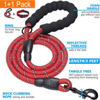 Reflective Dog Collar Padded with Soft Neoprene Breathable Adjustable Nylon Dog Collars for Small Medium Large Dogs (Small (Pack of 1), Red Plaid Collar+Leash)
