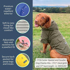 DJANGO Highland Dog Jacket & Raincoat – Water-Repellent, Lined Dog Coat with Hood, Adjustable Fit & Harness Hole – Lightweight Rain & Wind Jacket for Small & Medium Dogs up to 30 lbs (Blue, Medium)