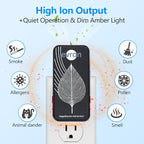 Air Ionizers for Home, Ultra-Thin Filterless Plug-In Negative Ion Generator, Foldable Plug & Dim Amber Light, 20M Ions/Sec, Up to 400 sq ft Coverage (3, Black)