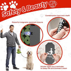 Dog Poop Bag Dispenser Wall Mount with 2Pcs Holders and 8 Rolls of Waste Bag, Metal, Corrosion-resistant, Combination Lock, Dark Gray, Suitable for Outdoor, Indoor, Raising Dogs