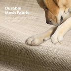Veehoo Original Outdoor Elevated Dog Bed, Cooling Raised Dog Cot for Large Dogs, Portable Standing Pet Hammock Platform with Washable Breathable Mesh, No-Slip Feet, Large, Beige Coffee, CWC2201
