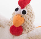 goDog Checkers Fat Rooster Squeaky Plush Dog Toy, Chew Guard Technology - White, Small