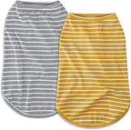 Koneseve Dog Shirt Vest Lightweight Stretchy Dog T-Shirts Soft Cool Shirts Sleeveless Stripe Vests Breathable Clothes for Puppy Kitty Cats Small Medium Large Dogs 2 Pack Yellow + Light Grey [ 4XL ]