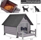 Dog House Outdoor, Chew-Proof Metal Frame Dog Kennel Shelter for Large Breeds,Weatherproof (Grey-I, Large)