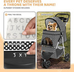 Magshion 3-Wheel Pet Stroller, Foldable Travel Jogger for Small & Medium Dogs & Cats (Up to 33lbs), Lightweight Carrier with Breathable Mesh Cover, Cup Holder & Storage Basket, Black Polka Dots