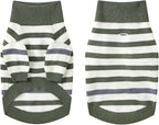 Small Dog Sweater, Knitted Striped Pullover Dog Clothes for Cold Weather, Thick Warm Cozy Stretchy Sweater for Chihuahua, Bulldog, Dachshund, Pug(Green & White Strip, XXL)