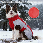 Dog Coat Dogs Winter Coat- Fleece Lined,Water-Resistant,Convertible Collar,Back Reflective Strip&Easy to Wear for Outdoor Walking Dog-Jacket(Red, Medium)