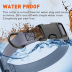Dogline Biothane Waterproof Dog Collar with Quick Release Buckle Strong Coated Nylon Webbing with Odor- Proof for Easy Care Easy to Clean Fits Small Medium Large Dogs, Grey 3/4" W 12-19" L