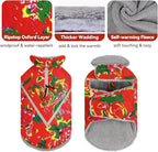 VIVAGLORY Snowrap Dog Coat, Jacket with Harness Hole & Velcro Closure, Dog Coat for Winter & Cold Weather, Fluffy Warm Fleece Lined Reflective Water Resistant for Puppy, M, Northeast Florals-Red