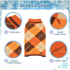 KOOLTAIL Fall Dog Sweater Pet Knitted Clothes - Thanksgiving Classic Plaid Pullover Turtleneck Dog Sweaters with Leash Hole, Thick Cold Weather Pet Outfits for Small Medium Large Dogs Cats Puppy, ML