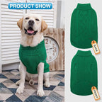 Mihachi Turtleneck Dog Sweater - Winter Coat Apparel Classic Cable Knit Clothes with Leash Hole for Cold Weather, Ideal Gift for Pet in New Year Green 2XL