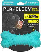 Playology Dog Toys | Puppy Toy Teething Bone Designed for Young & Active Dogs | Jumbo Peanut Butter Scented Toy Made from Non Toxic Materials