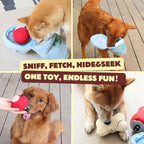 Squeaky Dog Toy, Interactive Plush Hide & Seek Puzzle Toys for Small Medium Large Dogs – Treat Dispenser 4-in-1 Durable Chew Toy, Dog Birthday for Dog Gifts (Trash Can)