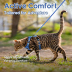 Dooradar Cat Harness and Leash Set, Escape Proof Safe Adjustable Kitten Vest Harnesses for Walking, Easy Control Soft Breathable Mesh Jacket with Reflective Strips for Cats, Blue, S