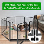 Dog Playpen Outdoor Extra Wide 8 Piece Panels Heavy Duty Dog Fence 32" Height Anti-Rust with Doors Portable for RV Camping Yard, Total 21FT, 35 Sq.ft, Snowy Black