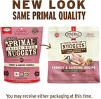 Primal Freeze Dried Raw Dog Food Nuggets, Turkey & Sardine, Complete & Balanced Meal, Also Use as Topper or Treat, Premium, Healthy, Grain Free, High Protein Raw Dog Food, 14 oz (Pack of 4)