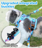 Halypet Cat Harness and Leash Set for Walking, Escape Proof Adjustable Vest Harness with 3-in-1 Integrated Buckles, Easy Control Soft Breathable Mesh with Reflective Strips for Cats, S, Azure Blue
