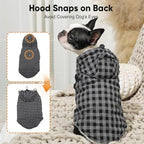 Fleece Lining Dog Hoodie for Small Dogs Extra Warm Plaid Sweater with Drawstring Hooded Coats in Winter Puppy Jacket,Black M