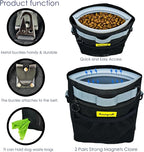 Dog Treat Pouch with Magnetic Closure 4-Cup Silicone Bag Fanny Pack Holder with Clicker 4 Ways to Wear Front Pocket Fits All Phones Ideal for Leash, Pet Walking and Training（Black）