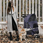 MoNiBloom 3 Wheels Pet Dog Cat Stroller for Small Medium Dogs Cats, Lightweight Foldable Jogger Stroller w/Storage Basket and Cup Holder, Plaid