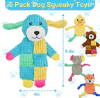 5Pcs Squeaky Dog Toys, Large Crinkle Dog Toys for Large Medium and Small Dogs, Puppy Toys to Keep Them Busy Great Value Dog Toy Bundle