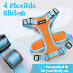 rabbitgoo Cat Harness and Leash Set, Escape Proof Soft Adjustable Vest Harnesses for Outdoor Walking, Easy Control Breathable Kitten Jacket with Reflective Strips, Orange & Light Blue, XXS