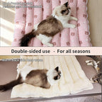Geometric Cat Tunnel Toy with Winter Warm Cat Bed, Reversible Plush & Fleece, Collapsible Pet Play Mat for Indoor Rabbits, Kittens, Ferrets,Puppy,Diameter 11 Inch (Pink)