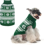KOOLTAIL Cable Knit Dog Sweater Turtleneck, Cold Weather Pullover Classic Knitwear, Snowflake Pattern Thick Warm Winter Pet Clothes, Dog Christmas Sweater for Small Medium Large Dogs Cats, Green M