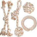 PetiFine Chew Toys for Dogs 4 Pack, Dog Rope Toy for Aggressive Chewers, Interactive Rope Ball Natural Cotton, Dog Tug of War Toy for Teeth Cleaning