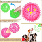 12 Pcs 4.5 in Squeaky Dog Toy Balls Spiky Dog Balls Chew for Teething Durable High Bounce TPR Fetch Toy 9 Colors Water Toy for Large Medium Dogs Aggressive Chewers Clean Teeth and Training