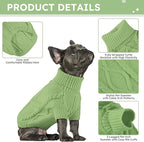 Queenmore Small Dog Pullover Sweater, Cold Weather Cable Knitwear, Classic Turtleneck Thick Warm Clothes for Chihuahua, Bulldog, Dachshund, Pug, Yorkie (Green, X-Large)