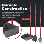 Pooper Scooper for Large Dogs, Small Dogs and Horses, Metal Poop Scooper Set with Long Handle Rake, Spade and Tray for Yard, Grass, Dirt or Gravel, Heavy Duty Aluminum Poop Picker Upper